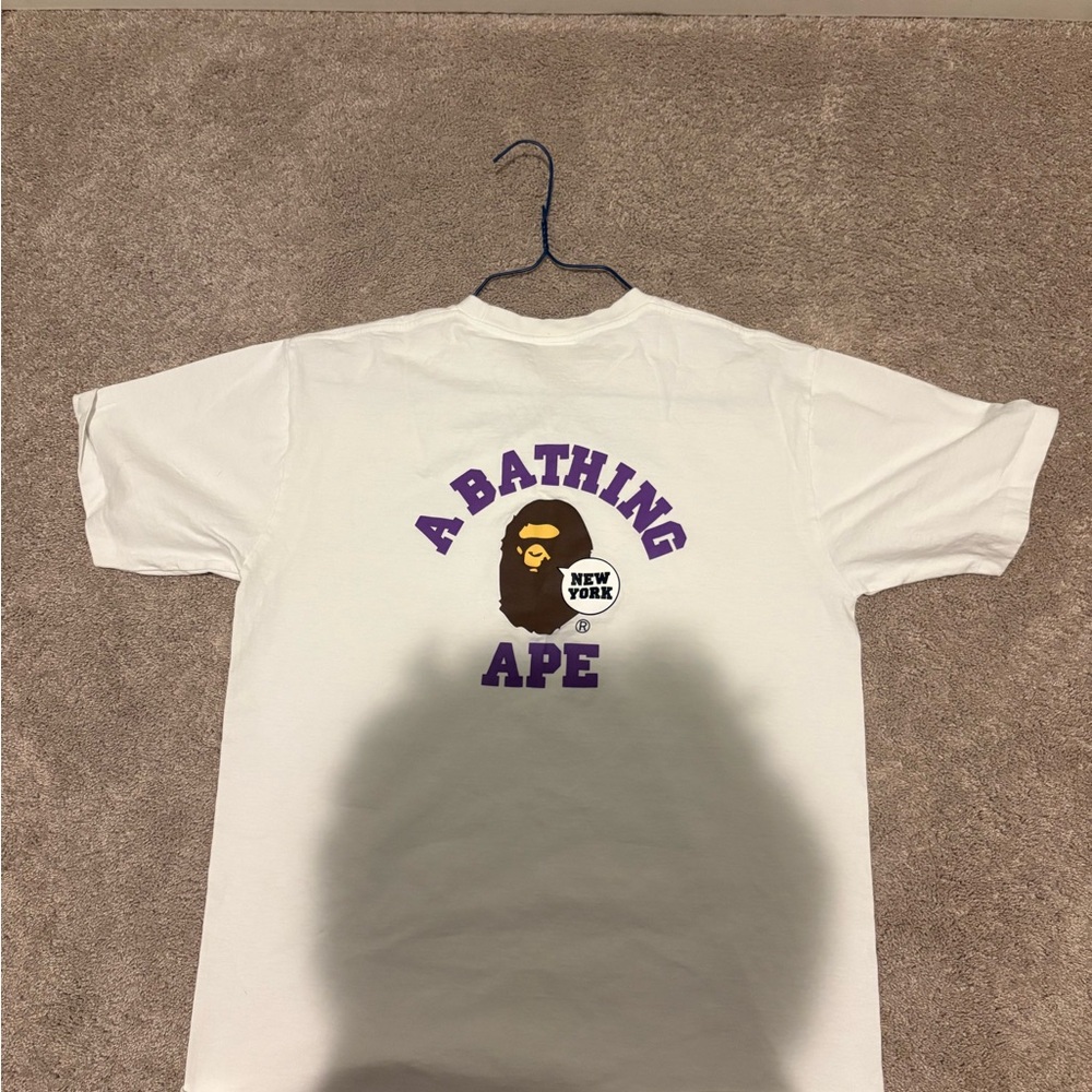 A Bathing Ape White T-Shirt with Purple Logo
